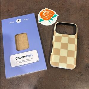 Casely Bold Tan Checkered Phone Case with MagSafe IPhone 17 Pro